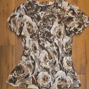 East 5th Brown and Gray Embellished Fitted Blouse